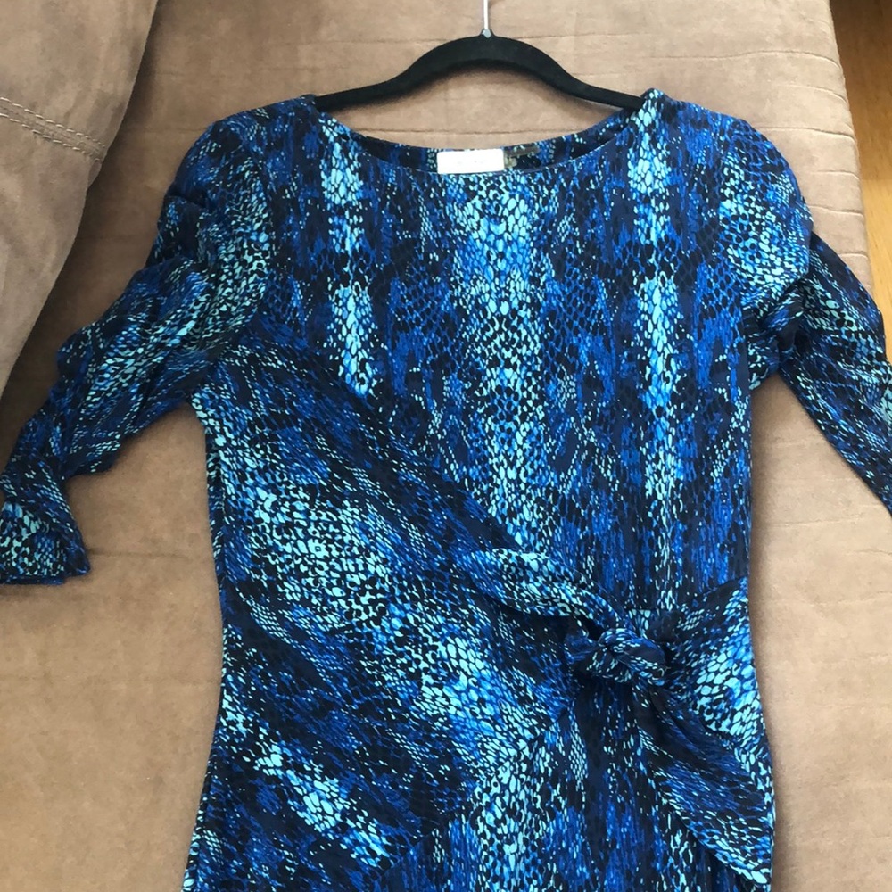 Calvin Klein blue snakeskin print dress